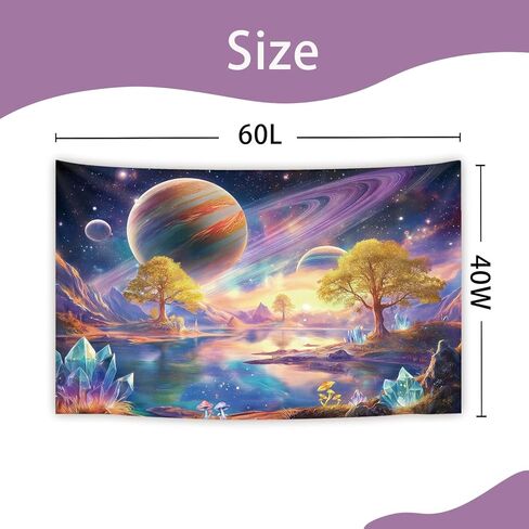 Raoycla Blacklight Galaxy Space Tapestry, UV Reactive Planet Cosmic Mountain Stars Landscape Glow in The Dark Starry Night Art Aesthetic Wall Tapestries for Bedroom Living Room Home Decor (60" x 40") in Saudi Arabia