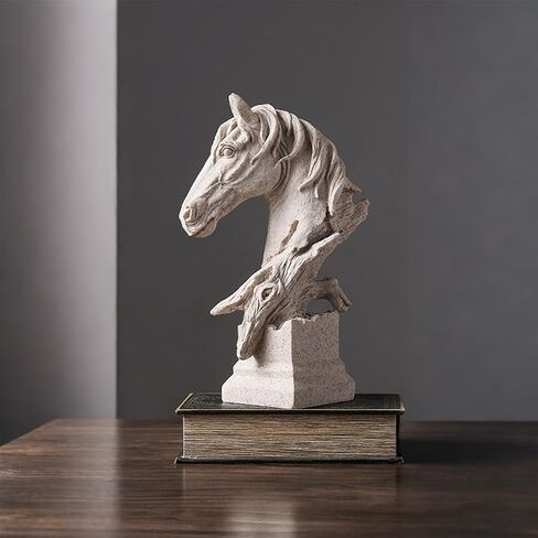 YKANYN Sandstone Textured Horse Head Statue, 11.6" Resin Horse Sculpture, Rustic Western Decor for Home, Office, or Living Room, Modern Farmhouse Animal Figurine, Horse Lover Gift in Saudi Arabia