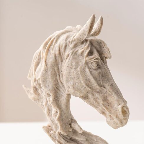 YKANYN Sandstone Textured Horse Head Statue, 11.6" Resin Horse Sculpture, Rustic Western Decor for Home, Office, or Living Room, Modern Farmhouse Animal Figurine, Horse Lover Gift in Saudi Arabia