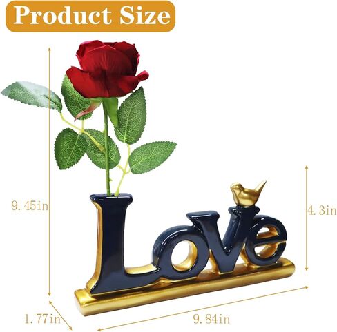 ديكور علامة الحب Dosker مع تماثيل الورد والأزرق والذهبي لسطح الطاولة، ديكور المنزل منحوتة تجريدية لغرفة المعيشة وغرفة النوم in Kuwait