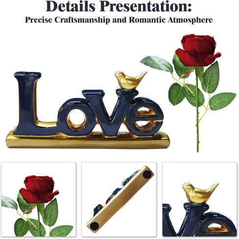 ديكور علامة الحب Dosker مع تماثيل الورد والأزرق والذهبي لسطح الطاولة، ديكور المنزل منحوتة تجريدية لغرفة المعيشة وغرفة النوم in Kuwait