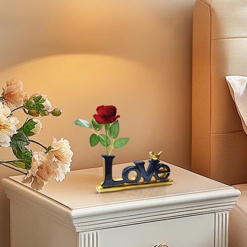 ديكور علامة الحب Dosker مع تماثيل الورد والأزرق والذهبي لسطح الطاولة، ديكور المنزل منحوتة تجريدية لغرفة المعيشة وغرفة النوم in Kuwait