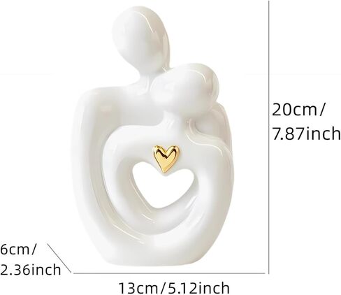 JXCBXJ Hugging Couple Statues Ceramic,Figure Statue for Home Decorations, Modern Romantic Sculptures for Living Room Bedroom Office Decor,Gift for Anniversary Valentine Birthday (White Gold M) in Saudi Arabia