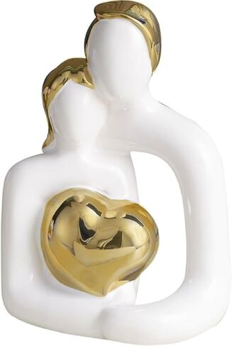 JXCBXJ Hugging Couple Statues Ceramic,Figure Statue for Home Decorations, Modern Romantic Sculptures for Living Room Bedroom Office Decor,Gift for Anniversary Valentine Birthday (White Gold M) in Saudi Arabia