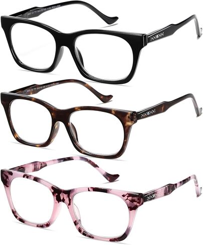 نظارات قراءة كبيرة الحجم من SUNAMOY للنساء طراز أوبرا، ضوء أزرق كبير، قارئ كمبيوتر كبير بمفصلات زنبركية مربعة على شكل عين القطة in Kuwait