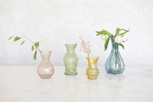 Creative Co-Op Various Decorative Debossed Glass Vases, Multicolor, Set of 4 in Saudi Arabia
