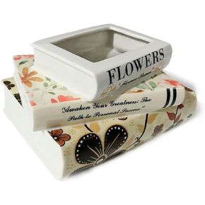 MyGoal Decorative Book Vase – Ceramic Flower Pot with Drainage Hole, Multicolor Tower Design, Small Size for Table, Desk, Shelf, Gift for Book Lovers in Saudi Arabia