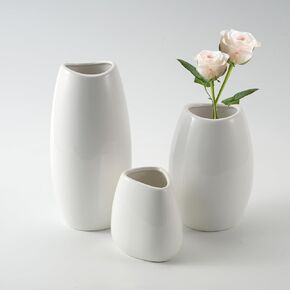 Ohsooons Ceramic Vase Set of 3 PCS Flower Pots for Home Decor, Modern Decorative for Flowers Vases for Your Ideal Table Decor, Living, Room, Kitchen, Office- White in Saudi Arabia