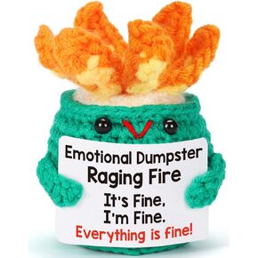 Emotional Supporting Dumpster Fire - Positive Crochet Plush Desk Accessory for Brave Coworkers, Funny Heroic Office Decor, for Colleagues, Boss, Courageous Award for Everyday Heroes in Kuwait
