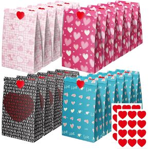 Linelglobal Valentine Bag for Treat, 24 Pack Valentine Goodie Bag for Party Favor, Anniversary Bag 9" Heart in Kuwait