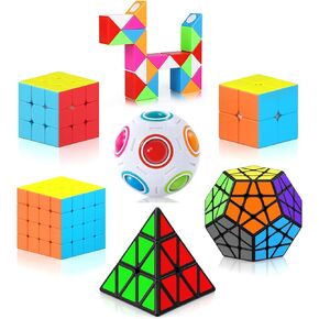 Vdealen Speed Cube Set, Magic Cube Bundle of 2x2 3x3 4x4 Pyramid Skewb Ivy Dino Windmill Puzzle Cube Pack, Christmas Birthday Party Toy Gifts for Kids Teens Adults (8 Pack) in Kuwait