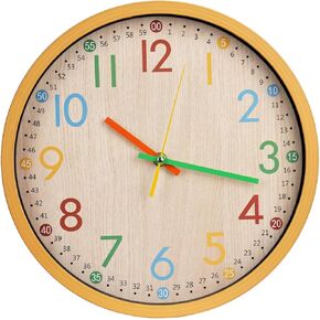 ساعة حائط للأطفال 12 بوصة صامتة غير موقوتة ملونة للأطفال ساعة حائط دائرية مزخرفة للفصول الدراسية والمدرسة والمكتب وغرفة النوم وغرفة المعيشة والمطبخ in Kuwait