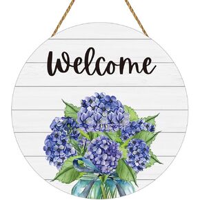 Spring Decorations for Home Front Door Decor Mason Jar Flowers Wreaths for Front Door Wooden Spring Welcome Sign Hanger for Farmhouse Wall Porch Indoor Home Decor (Flower) in Kuwait