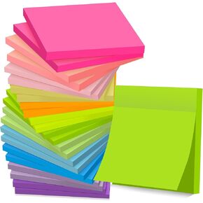 (18 Pack) Sticky Notes 3x3, Vintage Colors, Sticky Pads, Strong Adhesive, Recyclable, Self-Stick Pads, Easy to Post for Home, Office, Notebook in Kuwait