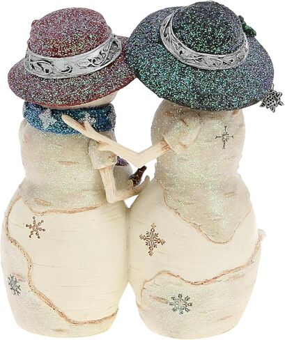 شركة Pavilion Gift Company - أصدقاء Fros-Tea - 4.5 سم من الراتنج المطلي يدويًا، تمثال BirchHearts المزدوج لرجل الثلج القابل للجمع، ديكور للعطلات، ديكور عيد الميلاد، تمثال أرنب، أرنب، عاشق الشاي in Saudi Arabia