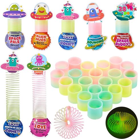 Joyin 28 حزم البطاقات الحيوانية مع Coil Springs Rainbow Springs ، ألعاب لفائف تخفيف الإجهاد مع بطاقات لجوائز تبادل الفصول الدراسية للأطفال ، تفضل الحفلات in Kuwait