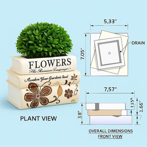 MyGoal Decorative Book Vase – Ceramic Flower Pot with Drainage Hole, Multicolor Tower Design, Small Size for Table, Desk, Shelf, Gift for Book Lovers in Saudi Arabia