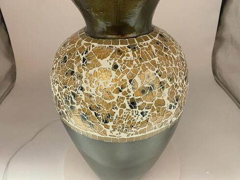 Zorigs Floor Vase, 18 Inch Mosaic Vase – Tall Cylinder Made of Brass with Dandelion and White Glass Mosaic Pieces – Handcrafted Decorative Home Décor Accent Piece for Bedroom, Living Room, Office in Saudi Arabia
