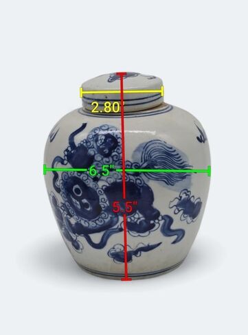 Retro Antique Like Style Blue and White Porcelain Lion Dancing Ceramic Covered Ginger Jar Vase, China Ming Style, Jingdezhen (LJ2) in Saudi Arabia