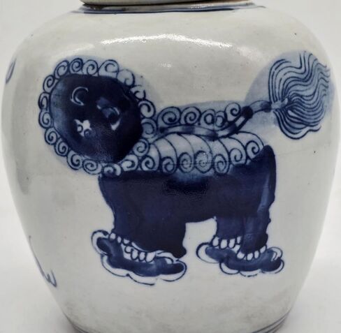 Retro Antique Like Style Blue and White Porcelain Lion Dancing Ceramic Covered Ginger Jar Vase, China Ming Style, Jingdezhen (LJ2) in Saudi Arabia