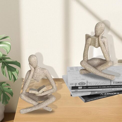 Foamworld Reading Gold Statue Resin Sculpture - Desk Decor for Bookworms, Minimalist Home Office Decor, Book Club Gift, Reading Reward Trophy, Book Lover Librarian Bookish Unique Gifts in Saudi Arabia