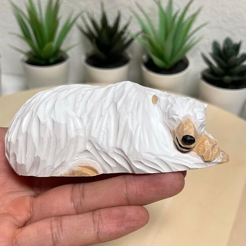 YEEYAYA Wood Sculpture Home Decor Wood Statue Wood Figurines Room Decor Hand Carved Wild Animals (Polar Bears Sleep) in Saudi Arabia