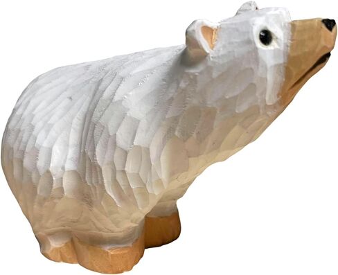 YEEYAYA Wood Sculpture Home Decor Wood Statue Wood Figurines Room Decor Hand Carved Wild Animals (Polar Bears Sleep) in Saudi Arabia