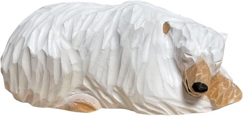 YEEYAYA Wood Sculpture Home Decor Wood Statue Wood Figurines Room Decor Hand Carved Wild Animals (Polar Bears Sleep) in Saudi Arabia