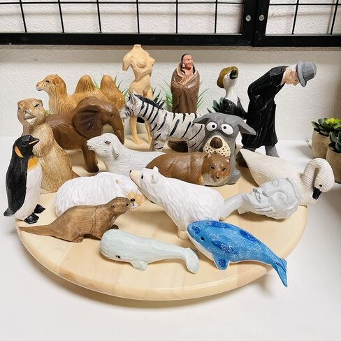 YEEYAYA Wood Sculpture Home Decor Wood Statue Wood Figurines Room Decor Hand Carved Wild Animals (Polar Bears Sleep) in Saudi Arabia