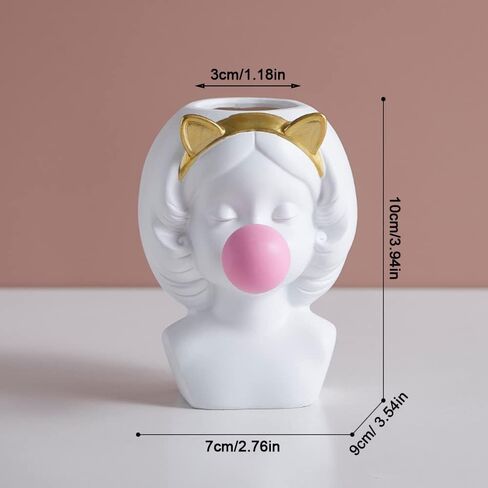 ZUOLUO فقاعة تهب فتاة وعاء النبات زهرية لطيف زهرة زهرية مضحك زارع الزهرية الصبار عصاري زراعة وعاء فرشاة للمكياج حامل منضدية تخزين جرة الفن تمثال تمثال ديكور مكتب المنزل in Kuwait