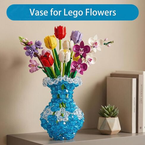 Vase for Lego Flowers,Flower Bouquet Display Stand Compatible with Lego Bricks Roses Tulips Sunflowers,Home Office Desk Decoration,Gift for Lego Enthusiasts in Saudi Arabia