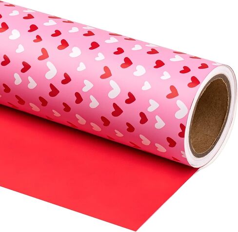 Wrapaholic absible عيد الحب ورقة التغليف - لفة صغيرة - 17 بوصة × 33 قدمًا - تصميم القلب الأحمر لعيد الحب ، الزفاف ، الذكرى السنوية ، عيد ميلاد ، دش الطفل in Saudi Arabia