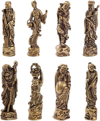 SHIDXIB 8Pcs Old-Fashioned Pure Brass Statues of The Eight Immortals Crossing The Sea Home Desktop Decorations Used for Home Living Room Decoration in Saudi Arabia