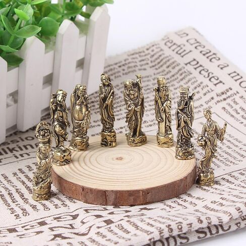 SHIDXIB 8Pcs Old-Fashioned Pure Brass Statues of The Eight Immortals Crossing The Sea Home Desktop Decorations Used for Home Living Room Decoration in Saudi Arabia