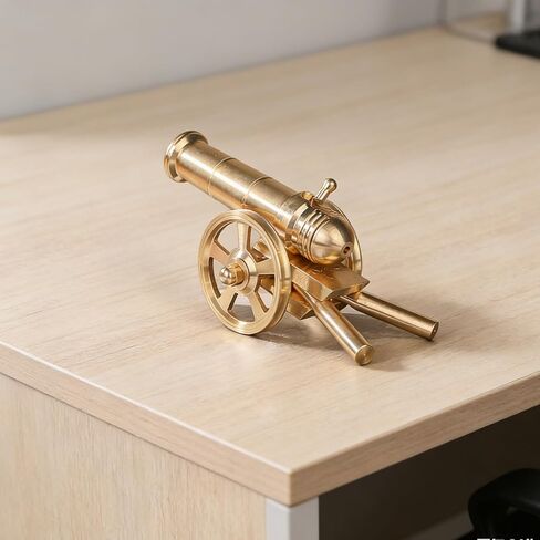 ZMHKJZDQ Mini Brass Cannon Decor Solid Brass Cannon Models Mini Cannon Statues Military Model Collection Home Decorations Gifts for Military Enthusiasts Tabletop Decor in Kuwait
