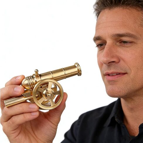 ZMHKJZDQ Mini Brass Cannon Decor Solid Brass Cannon Models Mini Cannon Statues Military Model Collection Home Decorations Gifts for Military Enthusiasts Tabletop Decor in Kuwait