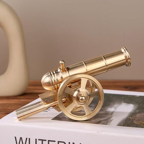 ZMHKJZDQ Mini Brass Cannon Decor Solid Brass Cannon Models Mini Cannon Statues Military Model Collection Home Decorations Gifts for Military Enthusiasts Tabletop Decor in Kuwait