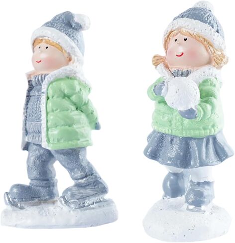 Brizoria 2-Piece Christmas Ice Skating Boy & Girl Resin Figurines - Indoor/Outdoor Holiday Decor, Festive Tabletop & Home Desktop Ornaments, Ideal for Mom, Dad & Friends in Saudi Arabia