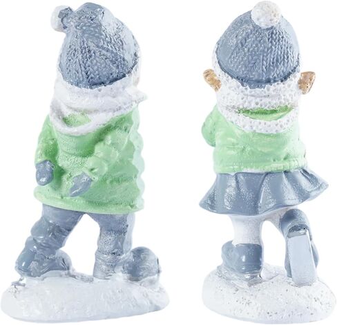 Brizoria 2-Piece Christmas Ice Skating Boy & Girl Resin Figurines - Indoor/Outdoor Holiday Decor, Festive Tabletop & Home Desktop Ornaments, Ideal for Mom, Dad & Friends in Saudi Arabia