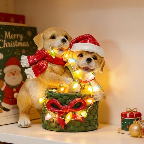 Brilliant Prospect Dog on Box Sculpture -Handmade Resin Figurine, Festive Pet Lover Gift, Holiday Home Decor with Santa Hat in Saudi Arabia