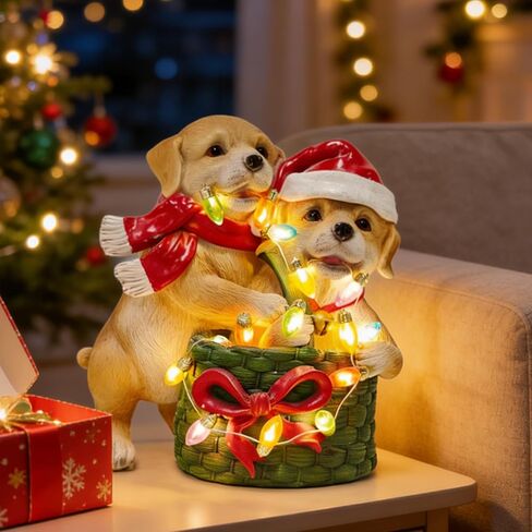 Brilliant Prospect Dog on Box Sculpture -Handmade Resin Figurine, Festive Pet Lover Gift, Holiday Home Decor with Santa Hat in Saudi Arabia