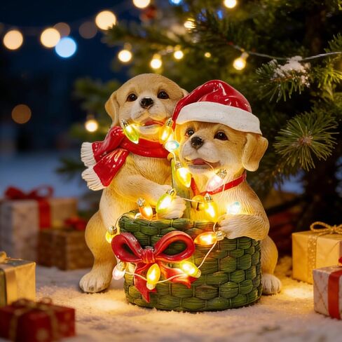 Brilliant Prospect Dog on Box Sculpture -Handmade Resin Figurine, Festive Pet Lover Gift, Holiday Home Decor with Santa Hat in Saudi Arabia