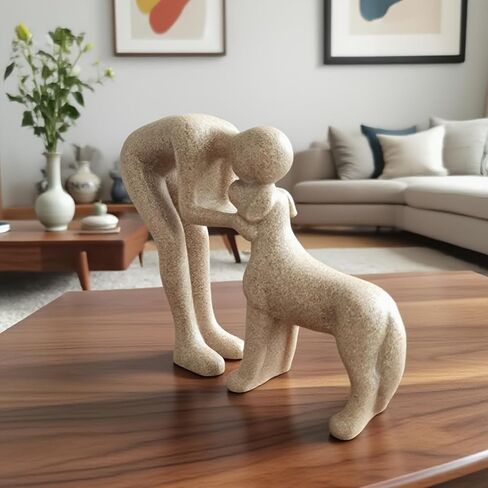 Dog Sculpture Home Decor Cute Man and Dog Statue Decoration for,Office,Living Room,Bedroom,Home,Memory Gifts for Pet Lovers in Saudi Arabia