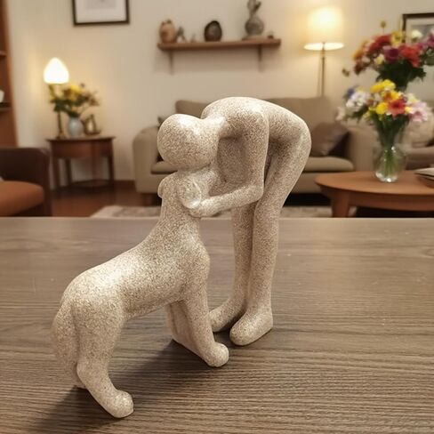 Dog Sculpture Home Decor Cute Man and Dog Statue Decoration for,Office,Living Room,Bedroom,Home,Memory Gifts for Pet Lovers in Saudi Arabia
