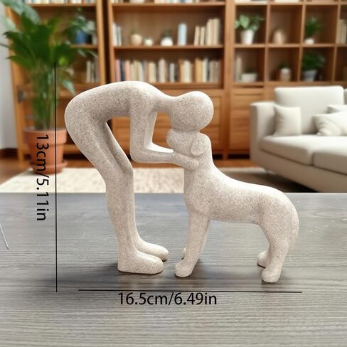 Dog Sculpture Home Decor Cute Man and Dog Statue Decoration for,Office,Living Room,Bedroom,Home,Memory Gifts for Pet Lovers in Saudi Arabia