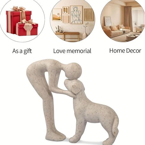 Dog Sculpture Home Decor Cute Man and Dog Statue Decoration for,Office,Living Room,Bedroom,Home,Memory Gifts for Pet Lovers in Saudi Arabia