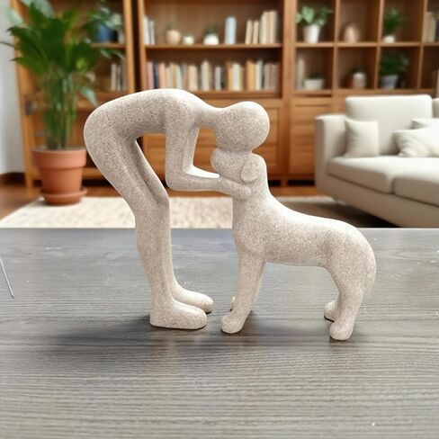 Dog Sculpture Home Decor Cute Man and Dog Statue Decoration for,Office,Living Room,Bedroom,Home,Memory Gifts for Pet Lovers in Saudi Arabia