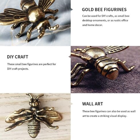 IUYYPU Set of 3 Handcrafted Vintage Brass Bee Figurines – Exquisite Gold Decor for Home & Office, Thoughtful Gift & Timeless Collectible – Ideal for Nature Lovers & Craft Projects in Saudi Arabia