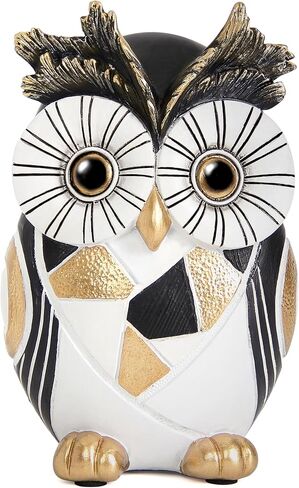 Wiresusan Owl Statue Home Decor Accents, Owl Figurines for Bookshelf Bedroom Living Office Table Indoor, Big Eyes Owls Decoration Animal Sculpture, Modern Resin Bird Figurine Gift for Women in Saudi Arabia
