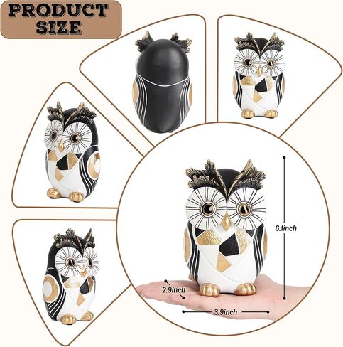 Wiresusan Owl Statue Home Decor Accents, Owl Figurines for Bookshelf Bedroom Living Office Table Indoor, Big Eyes Owls Decoration Animal Sculpture, Modern Resin Bird Figurine Gift for Women in Saudi Arabia
